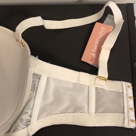 Thirdlove 24/7 Classic Lace Strapless Bra 34F Ivory - Picture 6 of 9